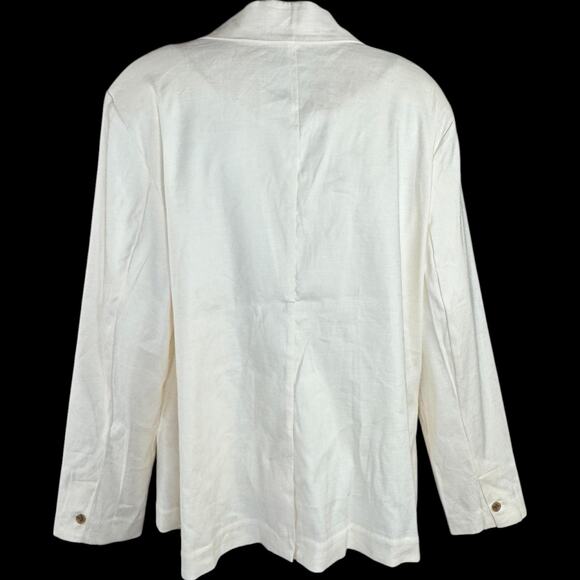 Studio Park x Leah Williams Elevated Linen Blazer Ivory XL Tuxedo Lapel NWOT - Picture 12 of 15